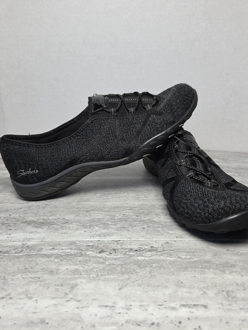 Skechers Women’s Black Knit Slip-On Walking Shoes